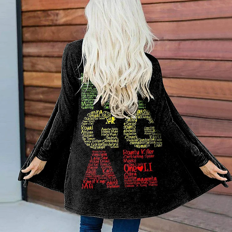 Vefave Reggae Print Long Sleeve Cardigan