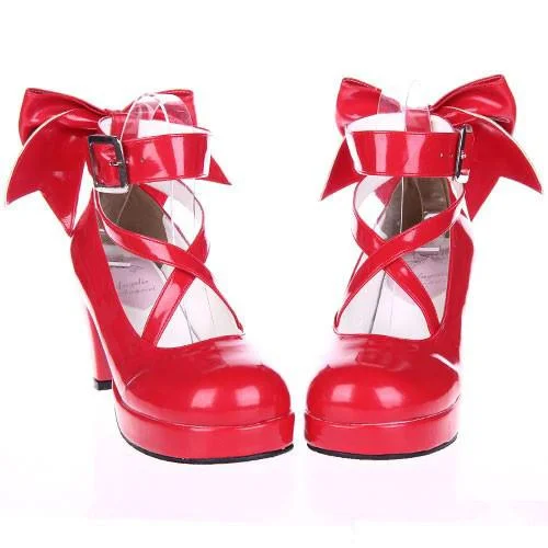 EU 33 - 52 [Cosplay Madoka] Lolita Princess Bow Platform High Heel Shoes SP130232