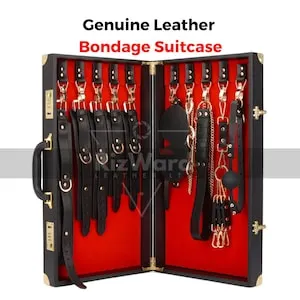 pornhint Pornhint Exclusive Leather Bondage Restraints Set - Bondage Storage Box - BDSM Gear & Accessories - Erotic Couples Sex Game Play - Adult Toys
