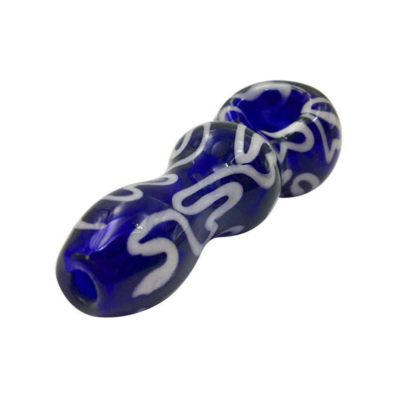 Blue & White rotating grain Glass Spoon pipe