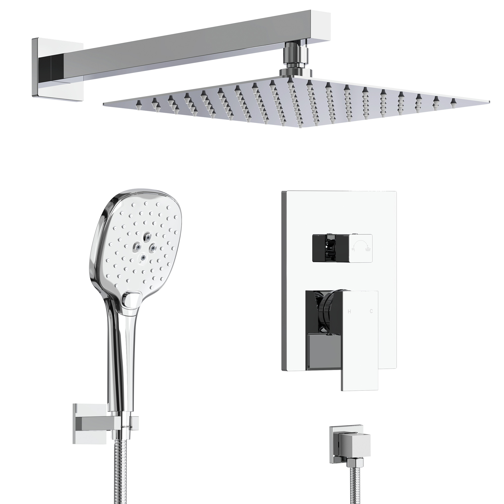 Wall Mount Rainfall Shower System in Chrome M6646CI-10BL | EVERSTEIN