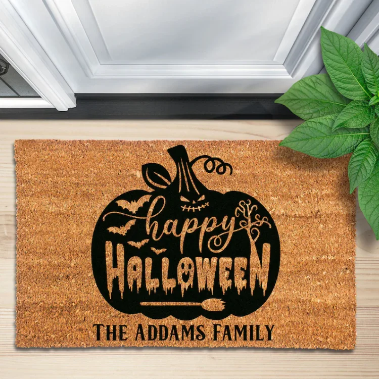 Personalized Happy Halloween Doormat Pumpkin Home Decor