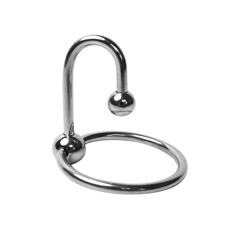 Metal Single Hook Cock Ring Penis Plug Sex Toy For Adults - Rose Toy