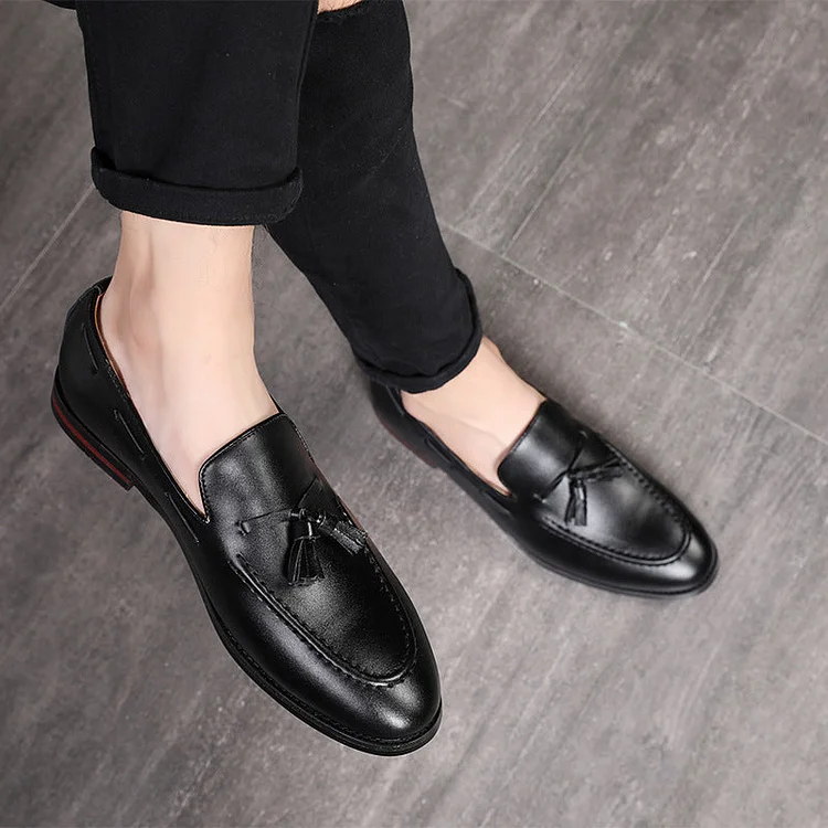 Fashion Hand-made Men's Casual Leather Tassel Loafers