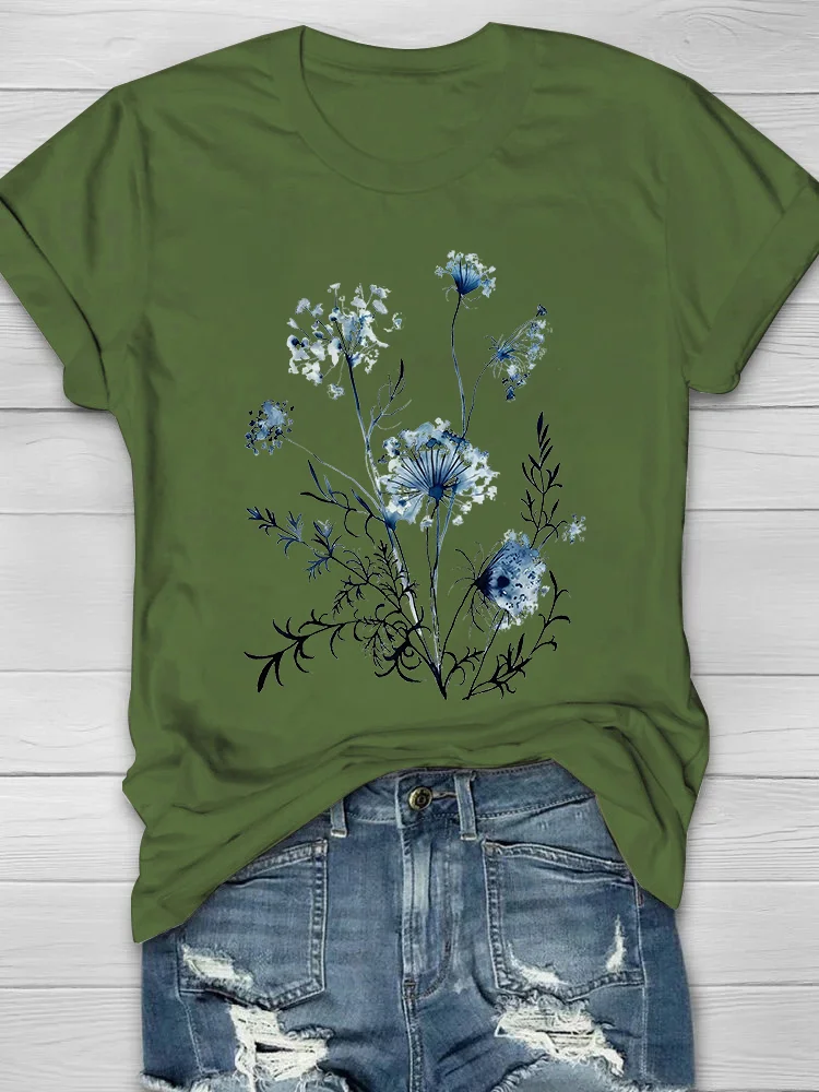 Queen Anne's Lace Flower Printed Women's T-shirt
