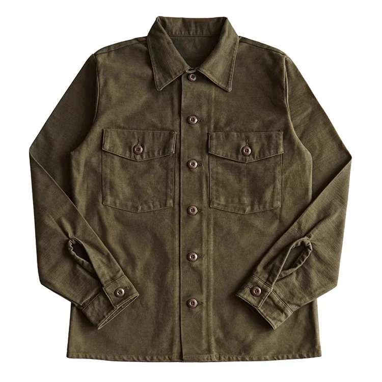TIMSMEN Vintage Military Cotton Long Sleeve Shirt