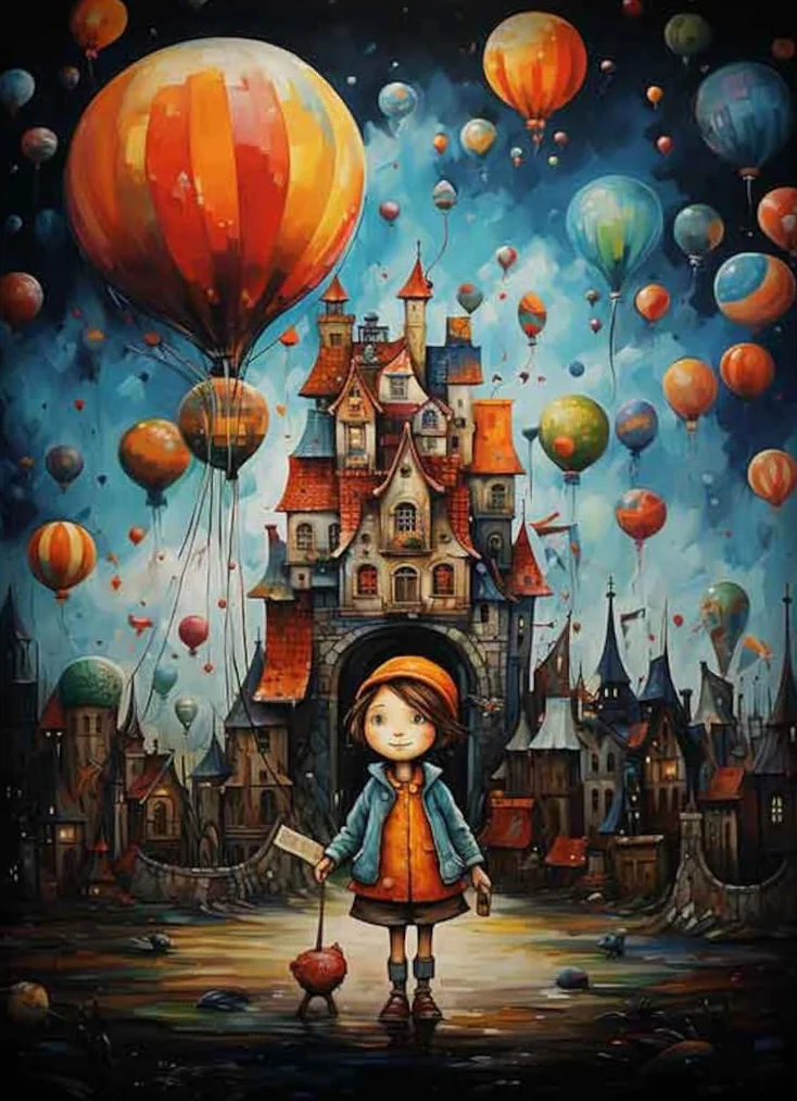 Fantasy Hot Air Balloon House 40*50CM (Canvas) Diamond Painting gbfke