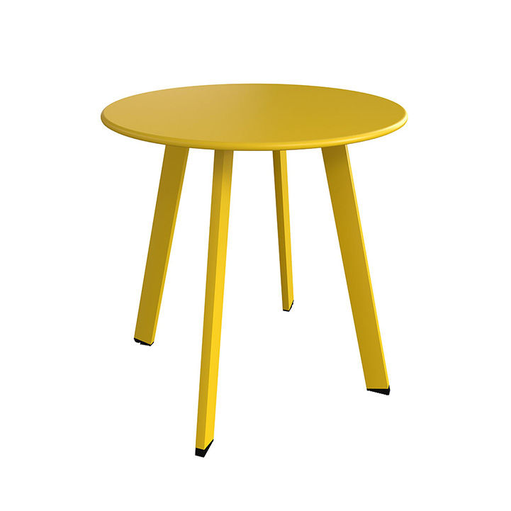 Steel Patio Side Table, Weather Resistant Outdoor Round End Table Yellow