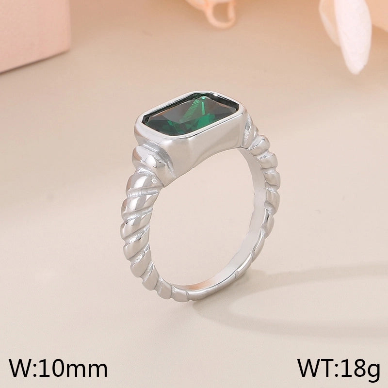 Vintage Style Minimalist Commute Square 304 Stainless Steel 18K Gold Plated Rings