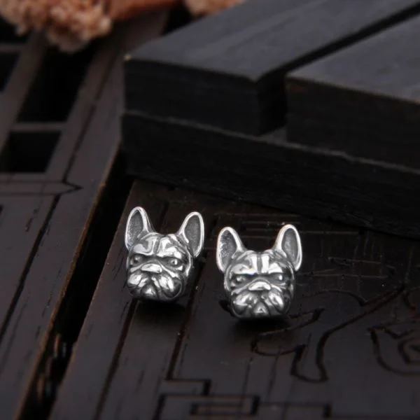 Sterling Silver Cool Bulldog Earrings