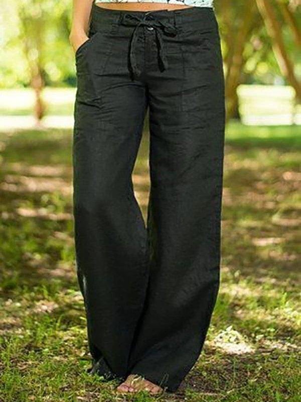 cotton blend pockets solid pants p276424