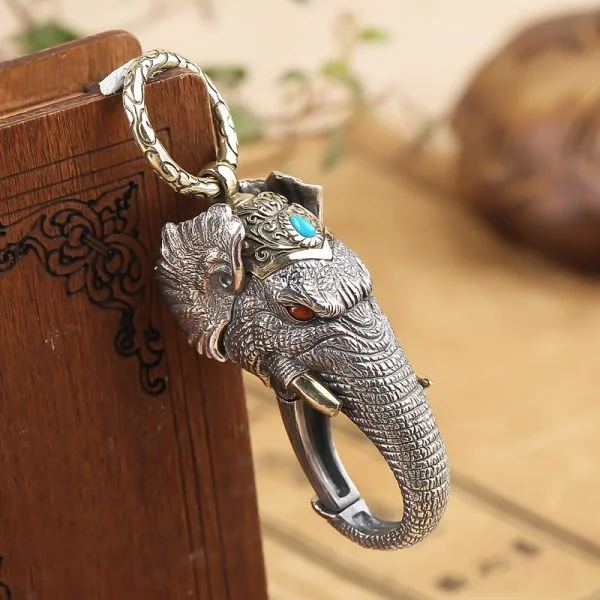 Sterling Silver Ganesh Elephant God Keyring