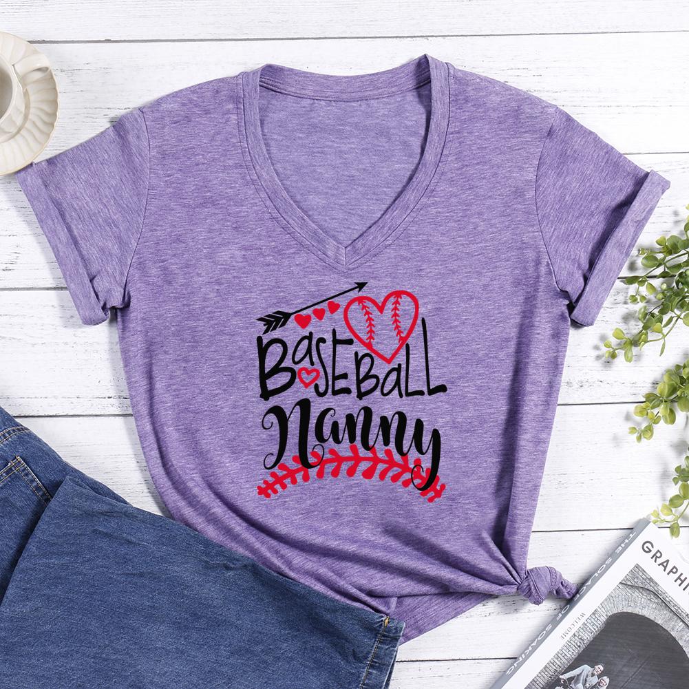Baseball Nanny V-neck T Shirt-Guru-buzz