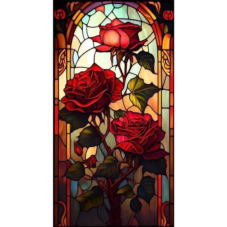 『YiShu』Windowpane Style - Rose - 11CT Stamped Cross Stitch(40*70cm)