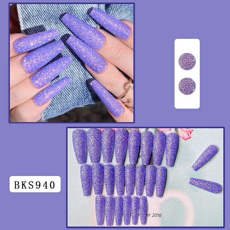 European and American Flash Purple Wear Armor Finished Nail Beauty Fake Nails Nail Stickers Nail Patch False Nail