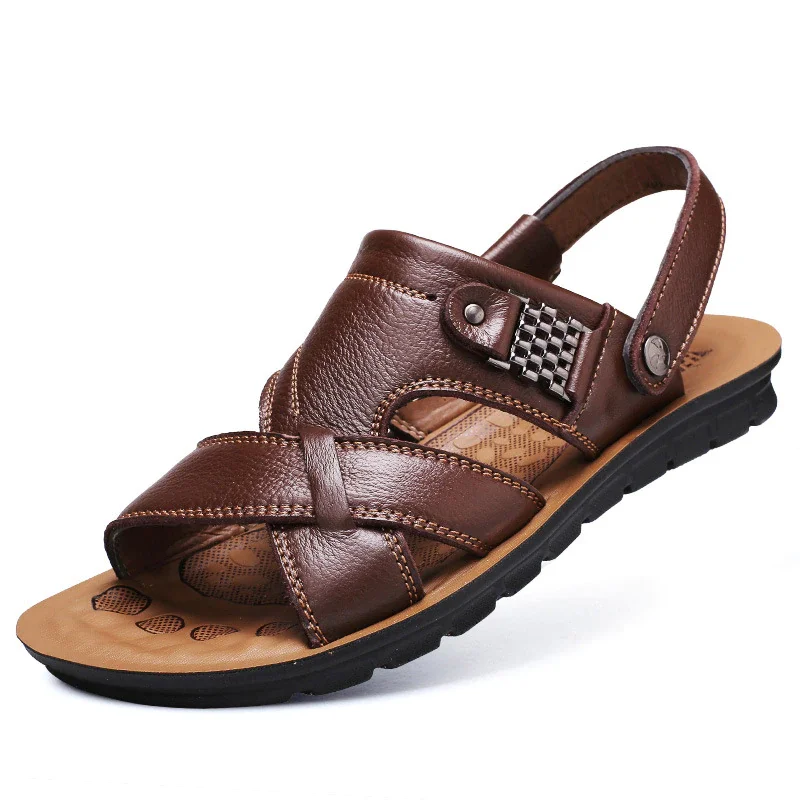 Canrulo beach shoes men's trend casual non-slip sandals 100% leather men's sandals shoe 2019 fgb5