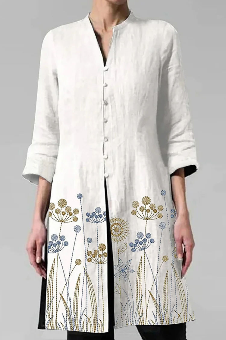 Irregular Cotton And Linen Shirt Cardigan