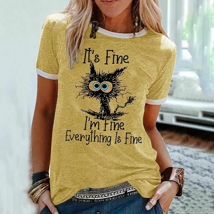 Comstylish It'S Fine I'M Fine Everything Is Fine Funny Short Sleeve T-Shirt