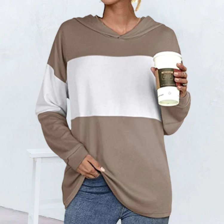 Contrast Hooded Long Sleeve Casual Sweatshirt