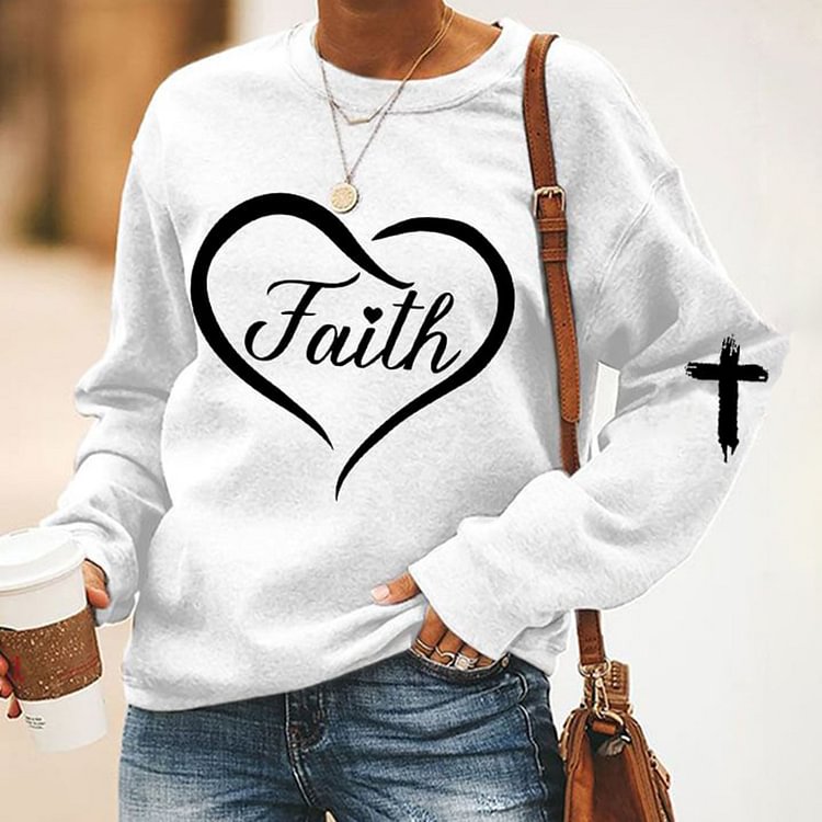 Comstylish Women's Faith Love Print Sweatshirt