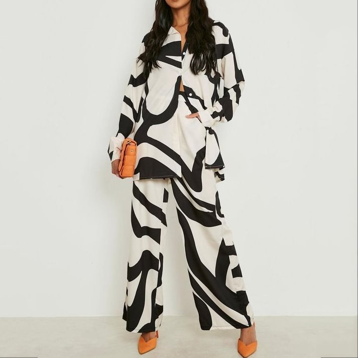 VChics Fashion Zebra Print Shirt Two Piece Set