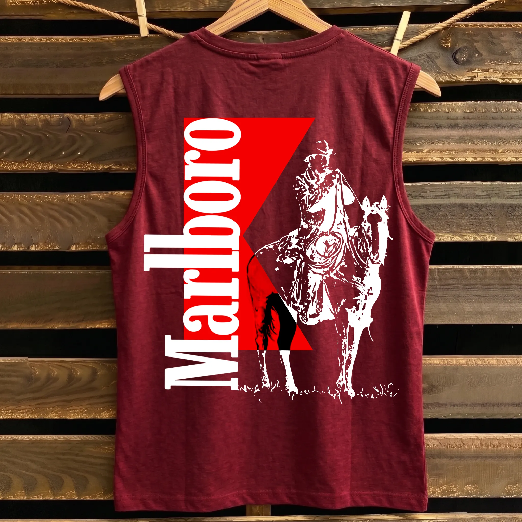 Western Cowboy Graphic Print V-Neck Sleeveless Tank Top