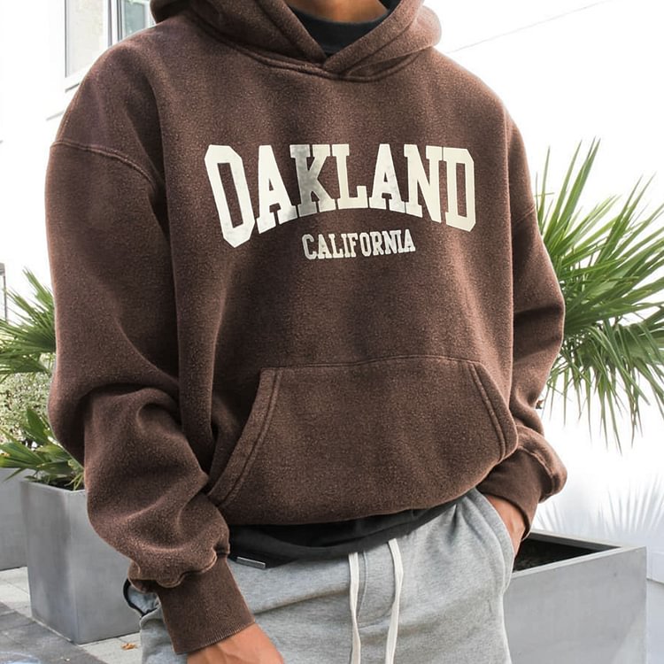 Retro Men's OAKLAND Casual Print Hoodie