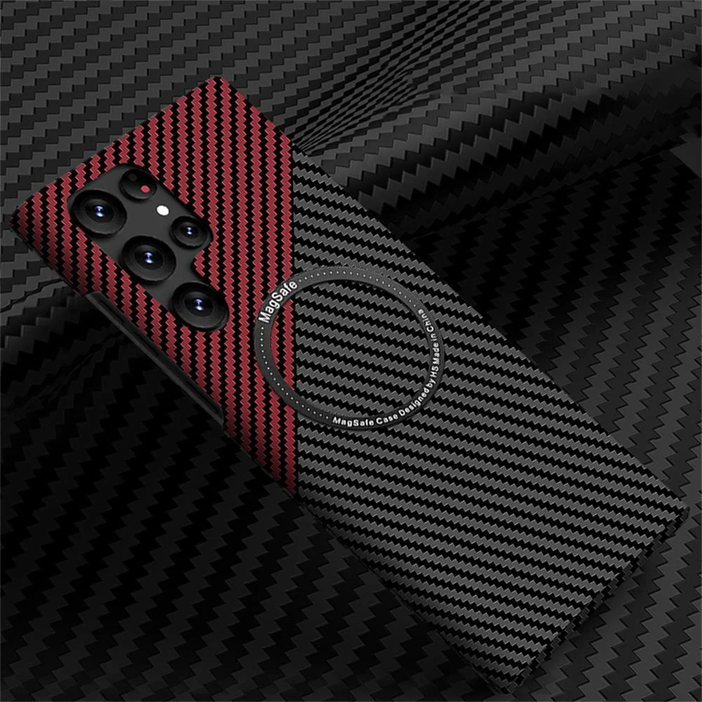 Luxury Drop-resistant Carbon Fiber Magnetic Wireless Charging Phone Case For Galaxy S22/S22+/S22 Ultra/S23/S23+/S23 Ultra/S24/S24 Plus/S24 Ultra