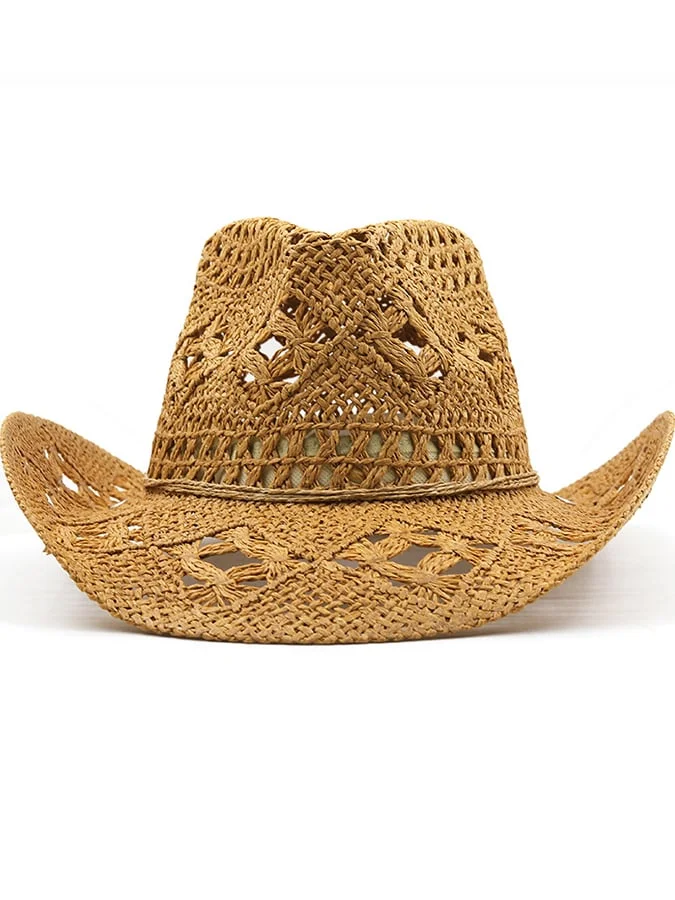 Unisex Hollow Western Cowboy Hand-Woven Hat socialshop