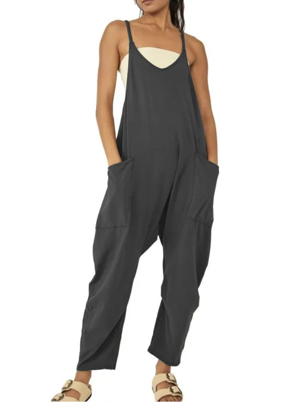 Casual Loose Solid Color Jumpsuit Overalls