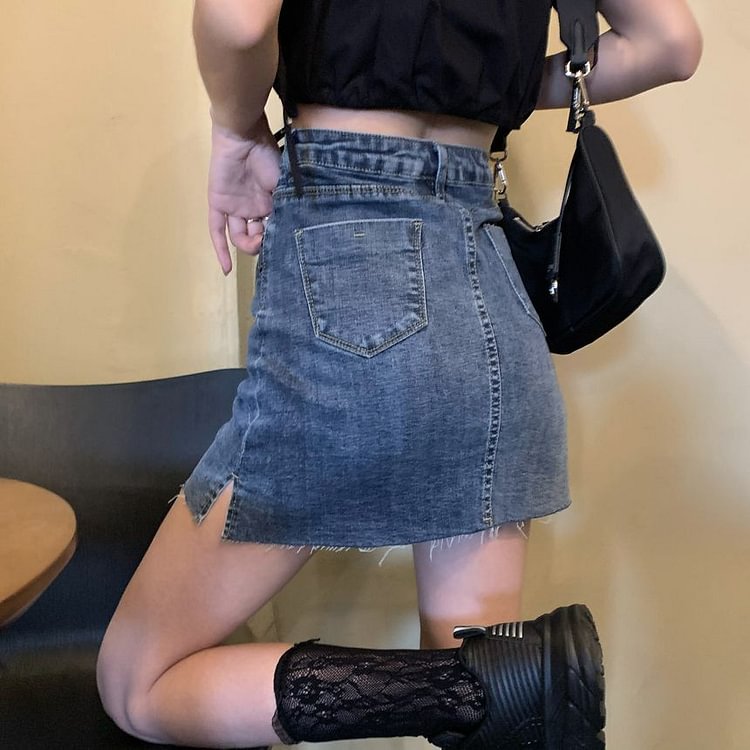 Denim Mini Pencil Skirt YP4477