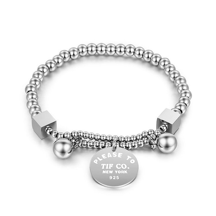 Beaded Disc Lettering Stretch Bracelet
