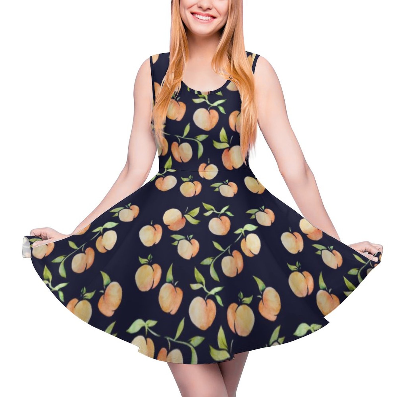 Peachy Peaches Casual Flared Tank Dress, Sleeveless Mini Skater Dresses Peach-L Peachy Peaches Casual Flared Tank Dress, Sleeveless Mini Skater Dresses Peach-L