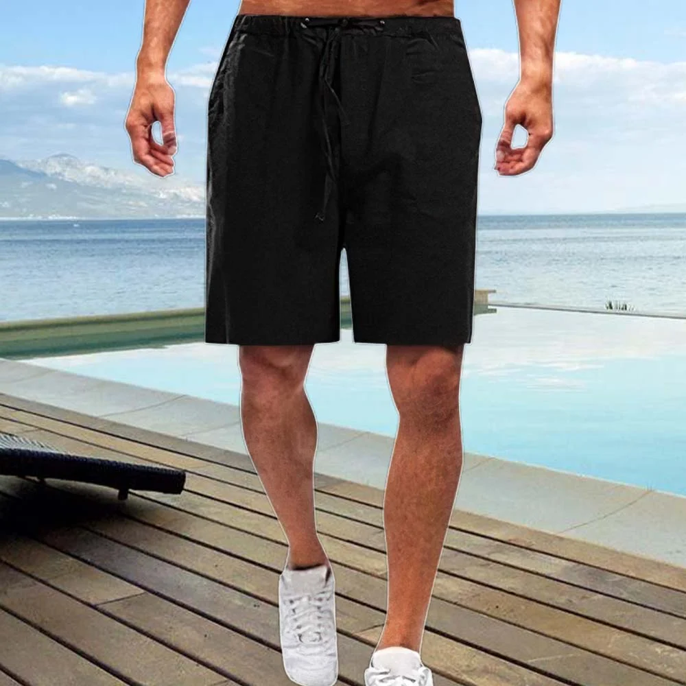 Smiledeer Men's Breathable Loose Casual Linen Shorts
