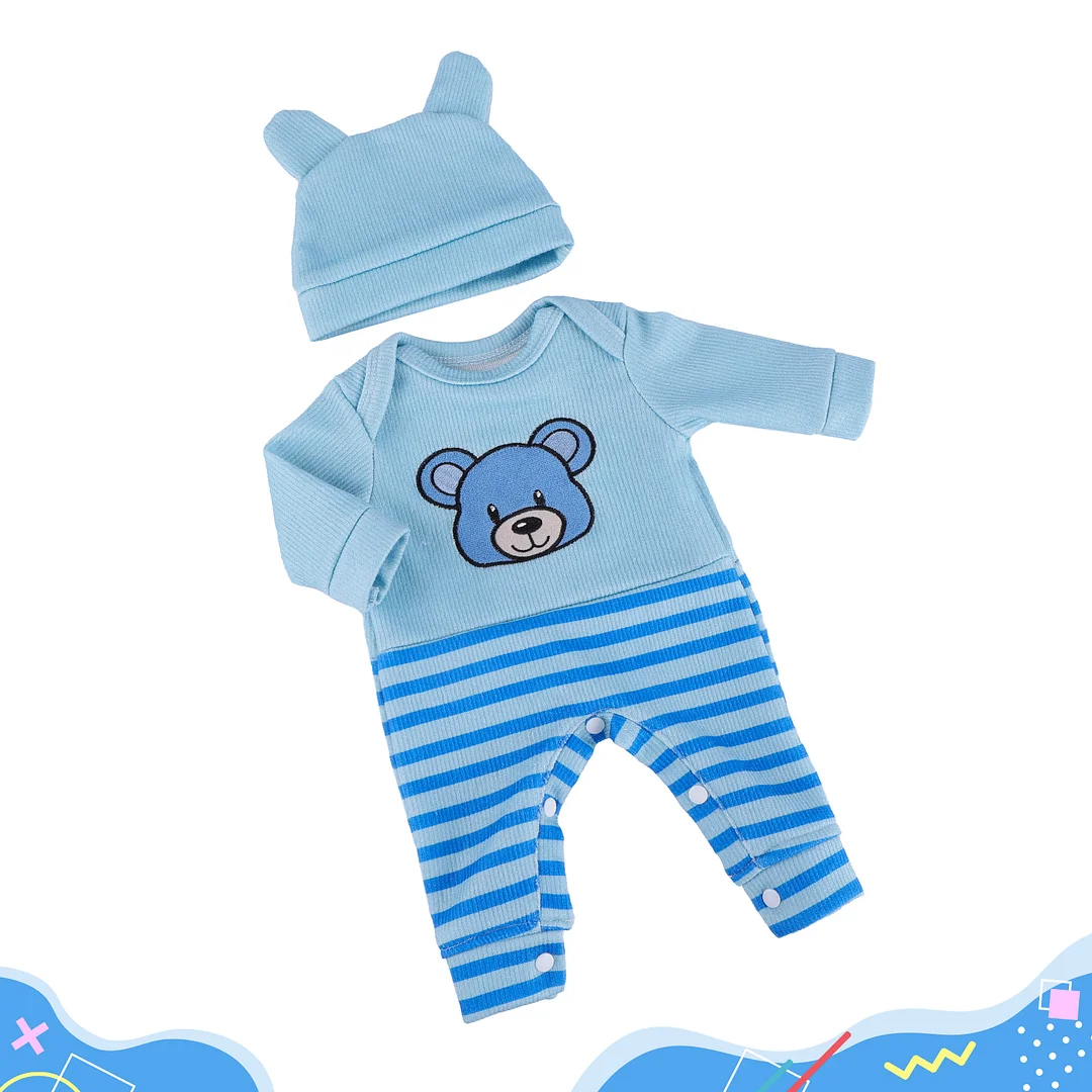 17"-20" Blue Striped Romper for Reborn Boy Baby Accessories 2-Pieces Set -Creativegiftss® - [product_tag] RSAJ-Creativegiftss®