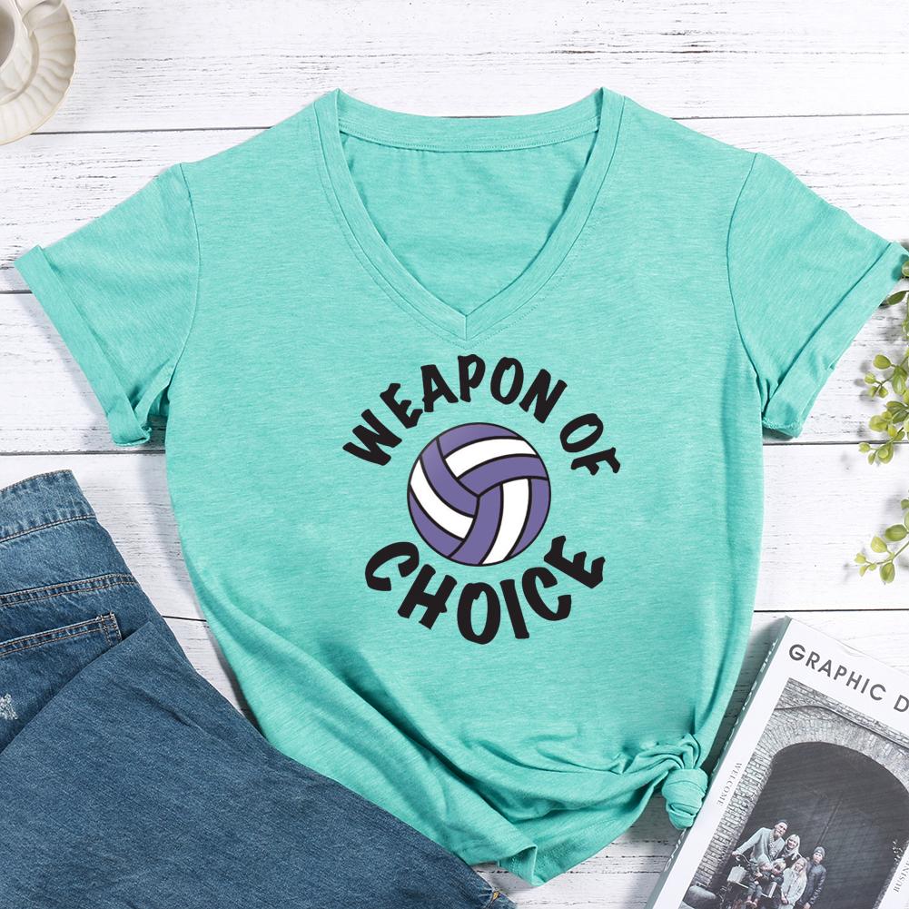 Weapon Of Choice Volleyball V-neck T Shirt-Guru-buzz