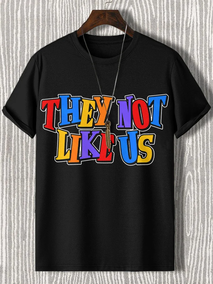 Men's They Not Like Us Print Cotton Casual T-Shirt