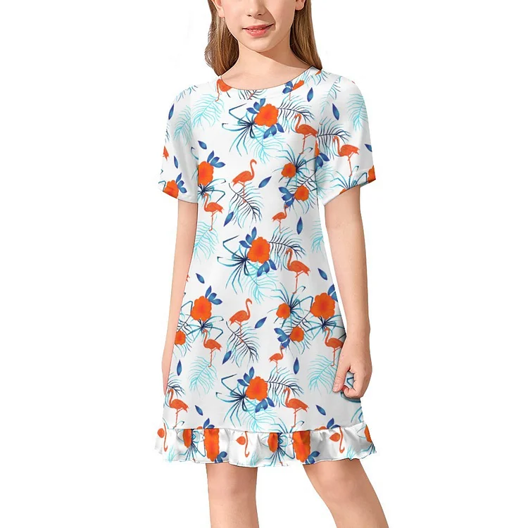 Personalized Girls Casual Short-Sleeve Dress Summer Sundress