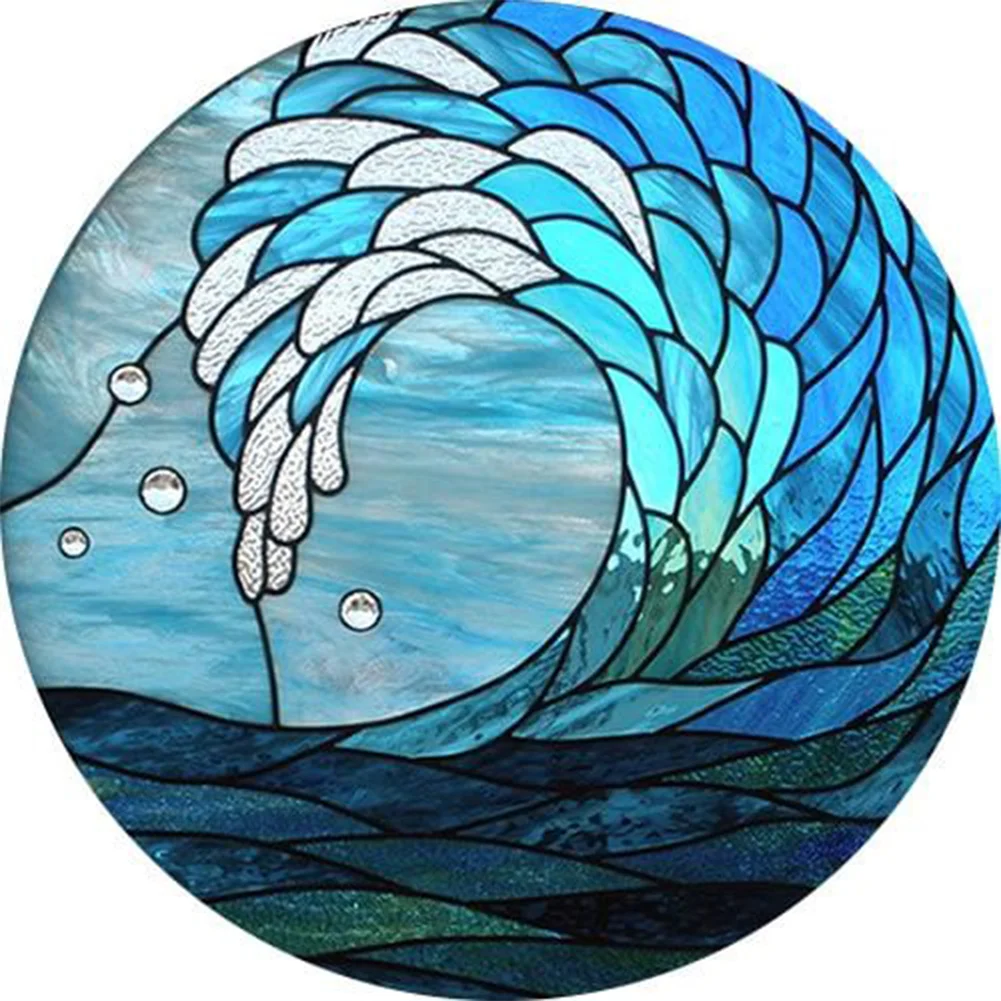 Stained Glass Ocean Wave Canvas Full Round Square Drill Diamond Painting