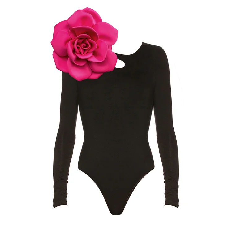Detachable 3D Flower Cutout Bodysuit 