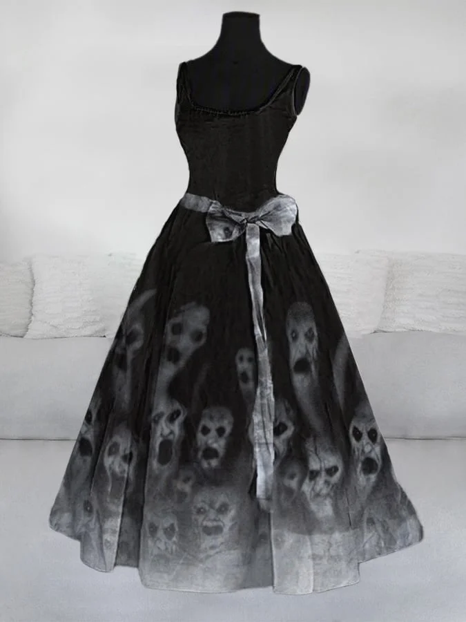Women's Goth Vintage Print Dress(Skirt without skirt support) socialshop