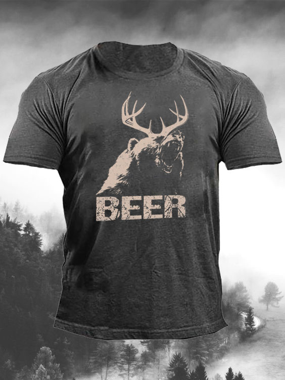 Bear + Deer = Beer Brewers Work Shirt Charcoal / Small