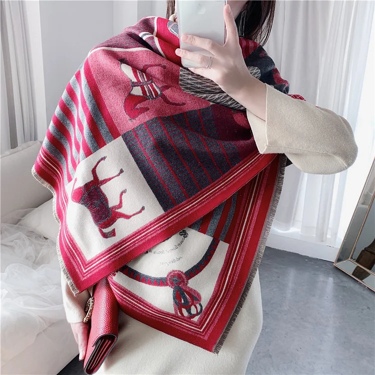 Imitated Cashmere Printed Long Warm Scarf