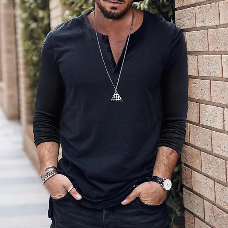 Men's V-Neck Casual Long Sleeve T-Shirt