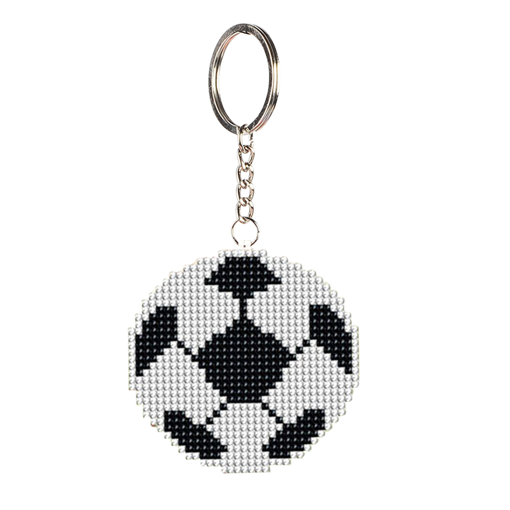 Porte-clés de point de croix de perles estampillées - football