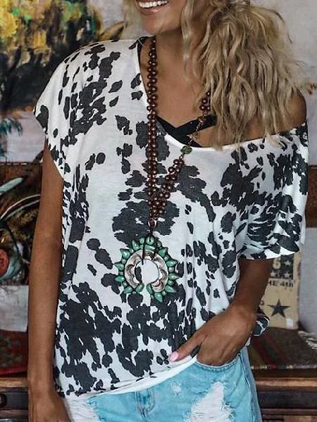 Bestdealfriday White Black Short Sleeve V Neck Shirts Tops 9120171