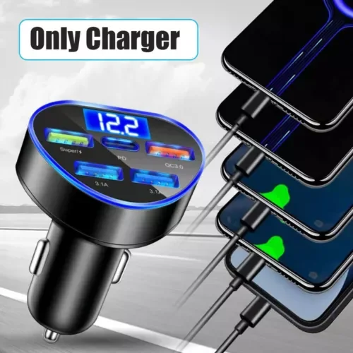 Dronehint USB Type C Phone Charger Car Parts Fast Charging Digital Display Adapter Black (For: BYD) Parts