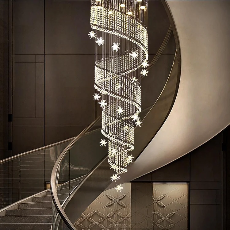 Modern Spiral Raindrop Chandelier For Staircase