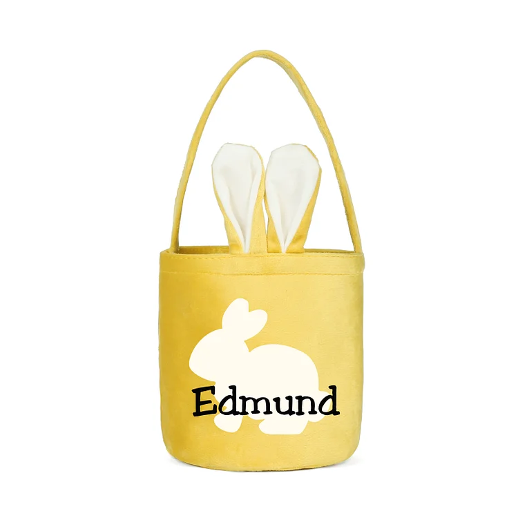 Personalized Bunny Tote Bag Customized with Name Bunny Basket Bucket Bag Easter Gifts