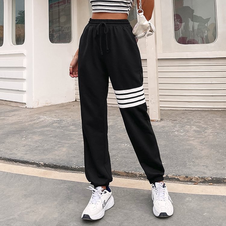 Comstylish Elasticated Casual Four-bar Sports Trousers